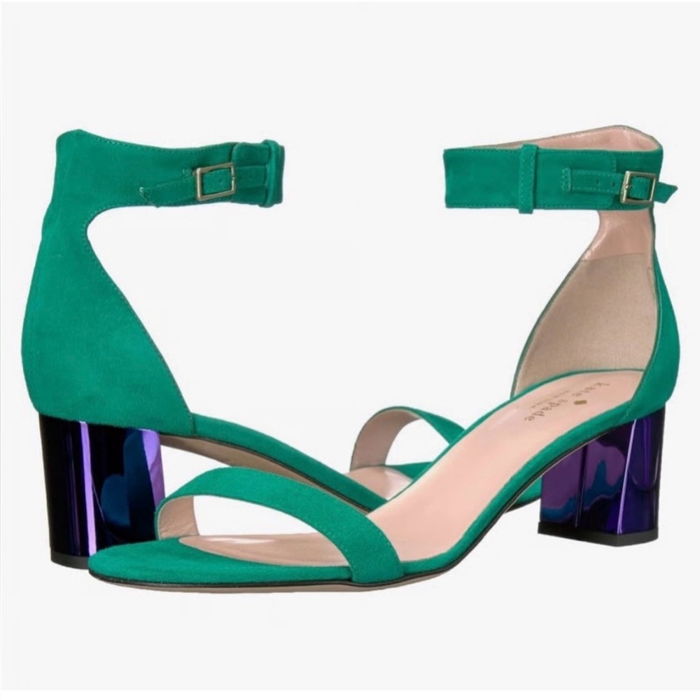 Green Emerald Ink Heel Sandals Kate Spade Fantastic Festive Designers Comfy
